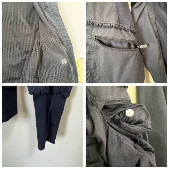 Lululemon Run Back On Track Jacket Lightweight Pockets Zip Ruched Ruffle Black S - Picture 15 of 16